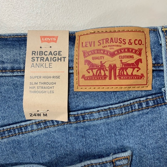 Levi’s Ribcage Straight Ankle classic wash button fly jeans Size 24W NEW - Picture 11 of 15